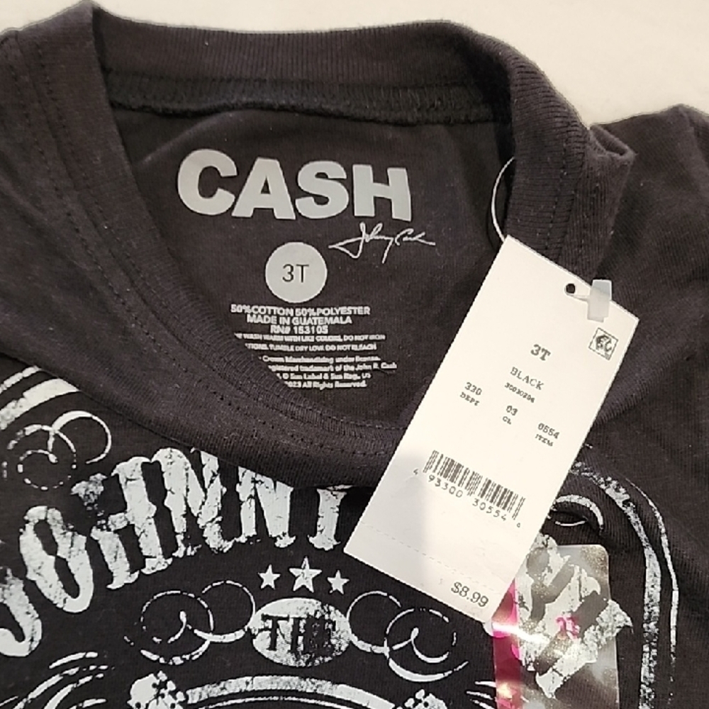 Johnny Cash Boys' Black T-Shirt, Short Sleeve, Size 3T - Picture 2 of 4